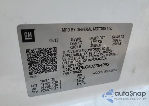 2018 Chevrolet Silverado K1500 Custom из США, поврежденный, VIN 1GCVKPEC5JZ354993